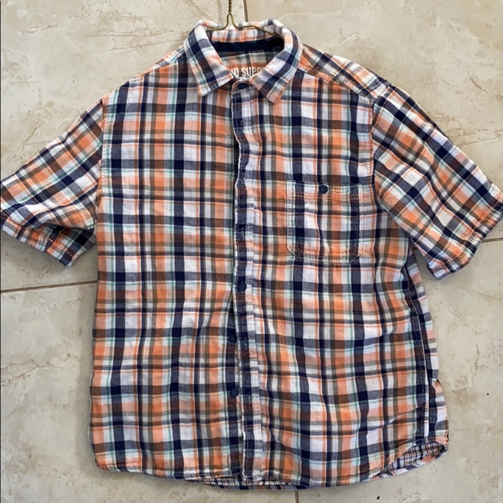 Colorful short sleeve button down shirt